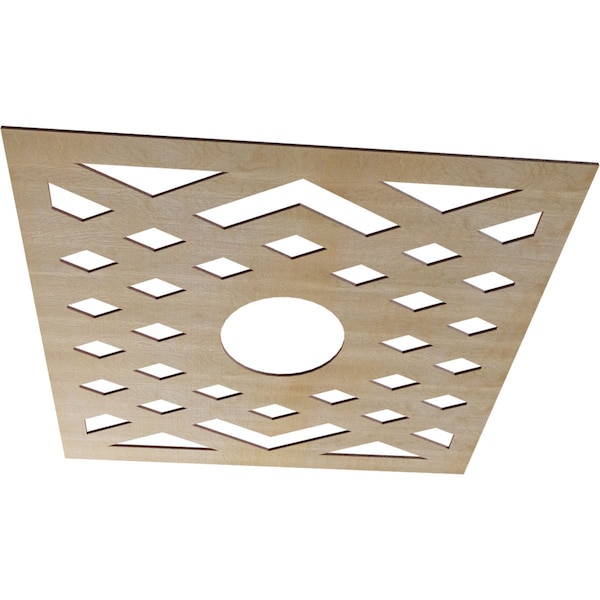 Chevron Wood Fretwork Pierced Ceiling Medallion, Birch, 32OD X 8 1/4ID X 3/8T